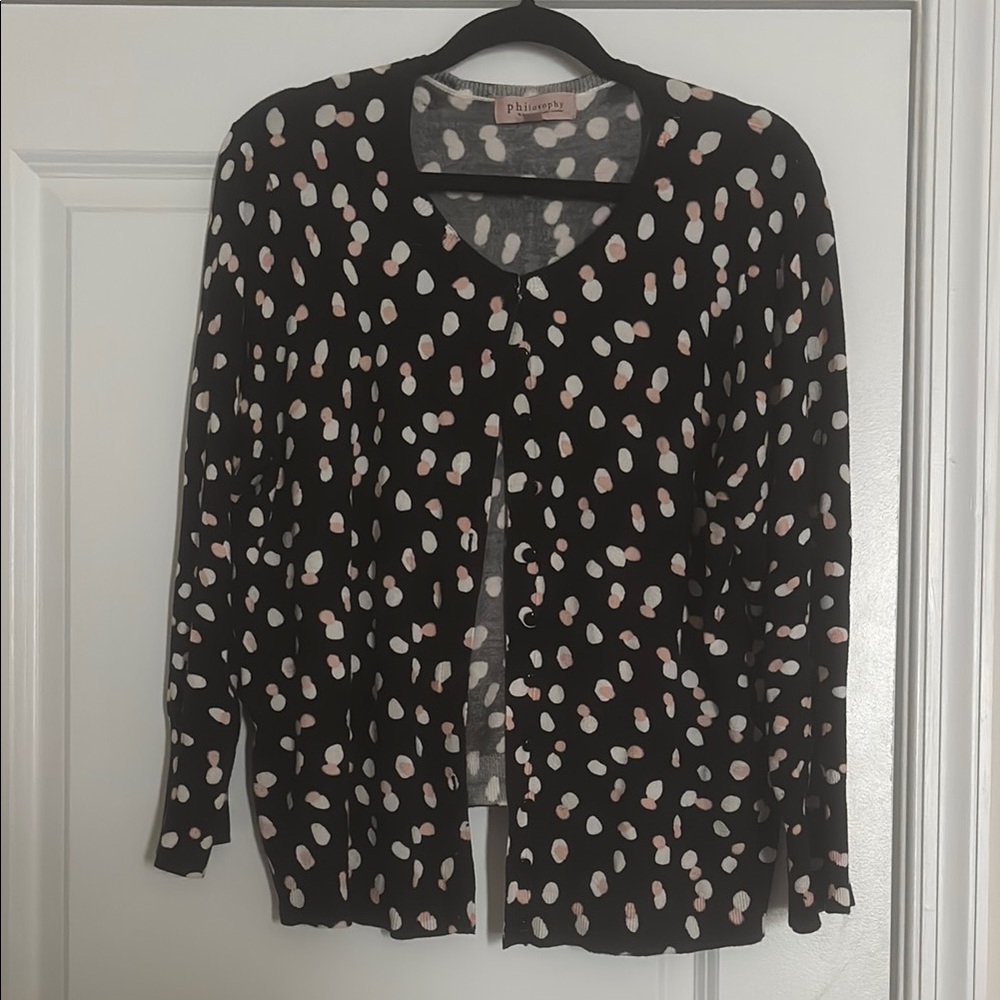 Philosophy Black and Pink Cardigan Sweater